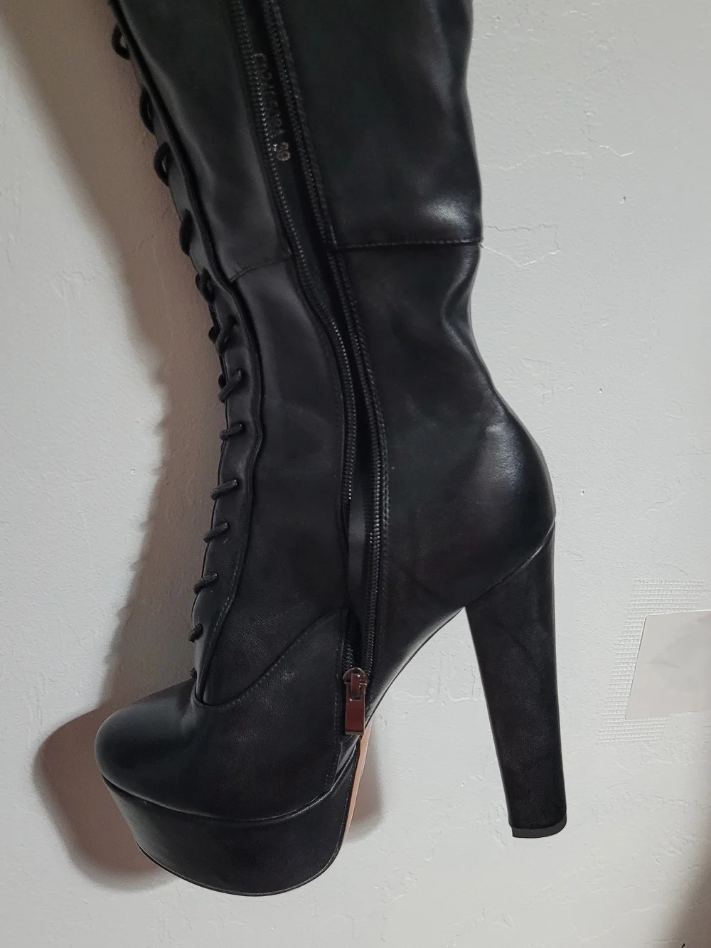 Black Over-the-Knee Lace-Up Platform Boots